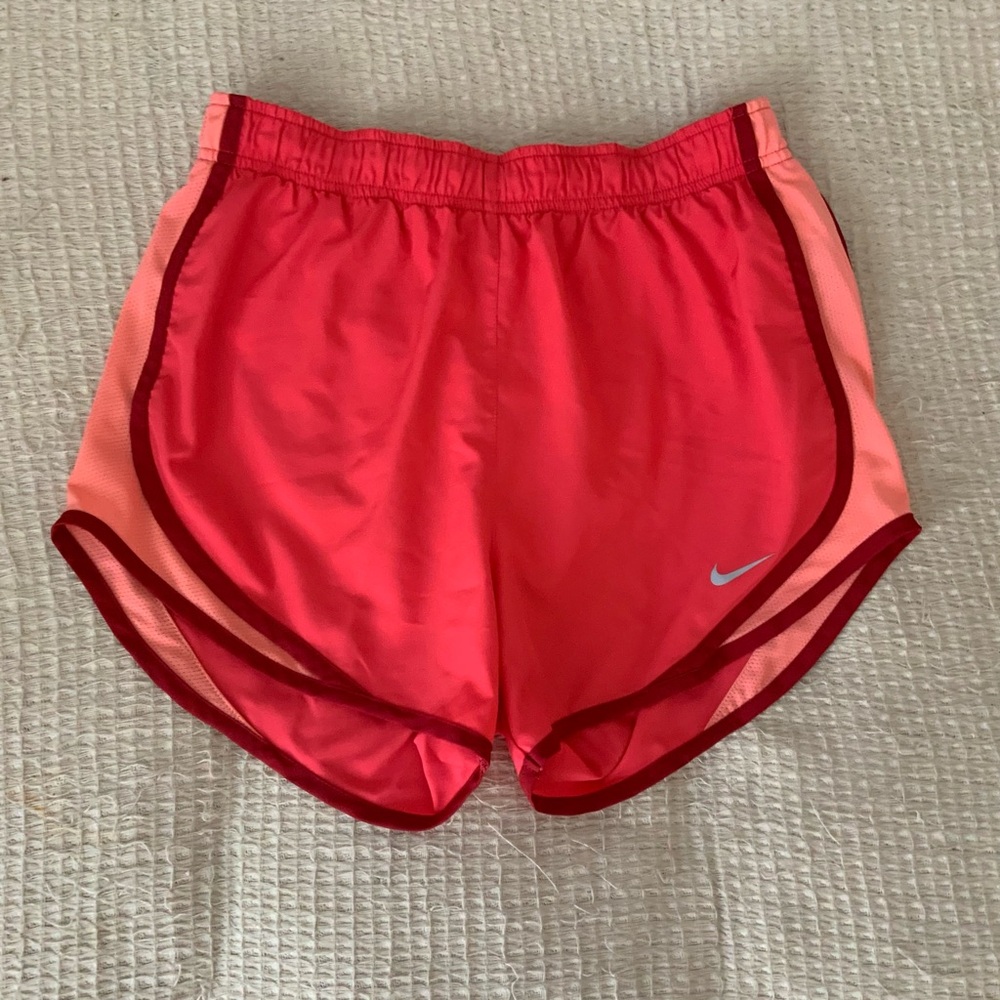 Nike Pink Y2K Retro Dri Fit Running Mini Shorts Orange Lined Drawstring Workout